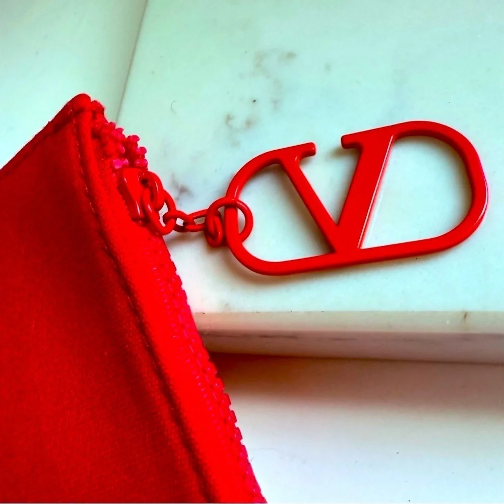 NWOT Valentino Logo Red Makeup Pouch